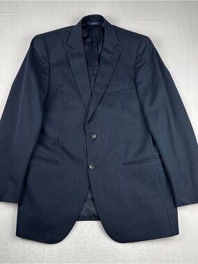 Brooks Brothers Fitzgerald Mens Chalkstripe Blazer 40R Navy Blue Made in Italy